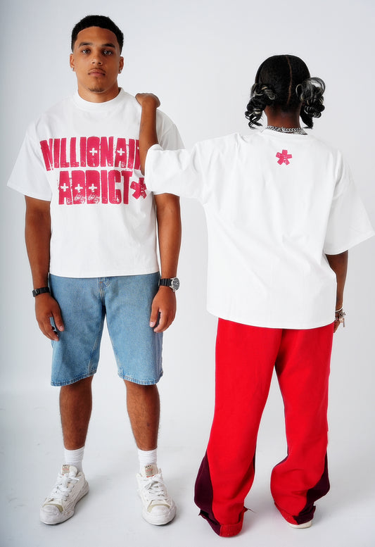 Millionaire Addict Red/White Tee