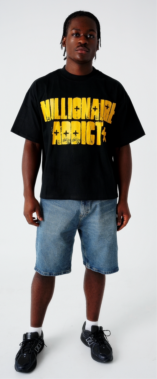 Millionaire Addict Black/Yellow Tee